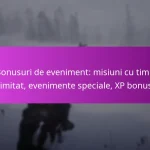 Bonusuri de eveniment: misiuni cu timp limitat, evenimente speciale, XP bonus